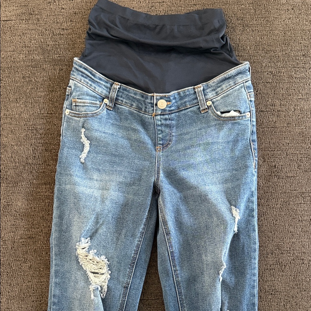Maternity Distressed Blue Denim Jeans